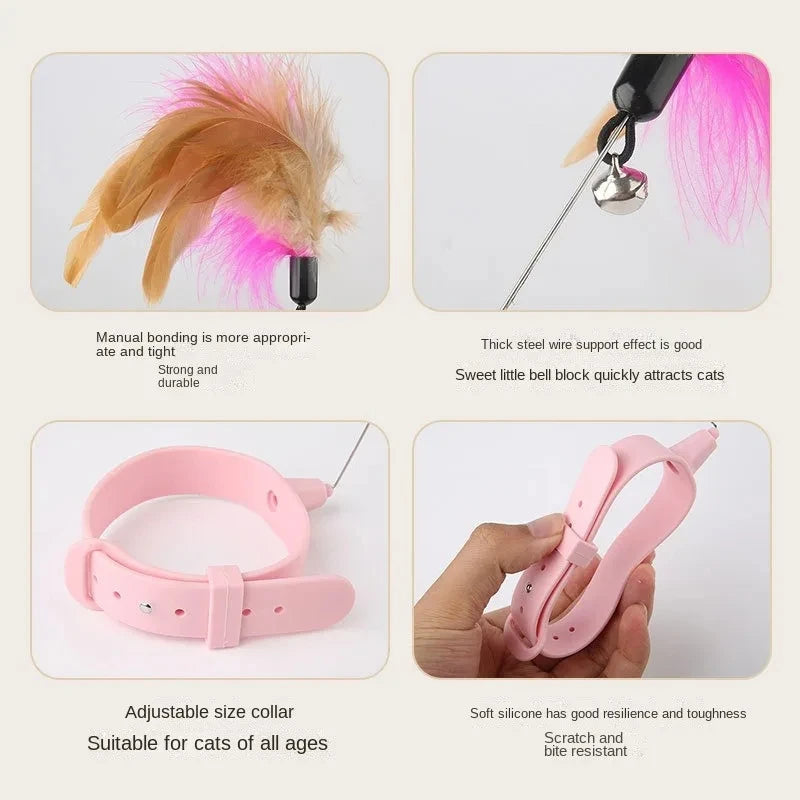 Cat interactive toys Fun feather teaser stick