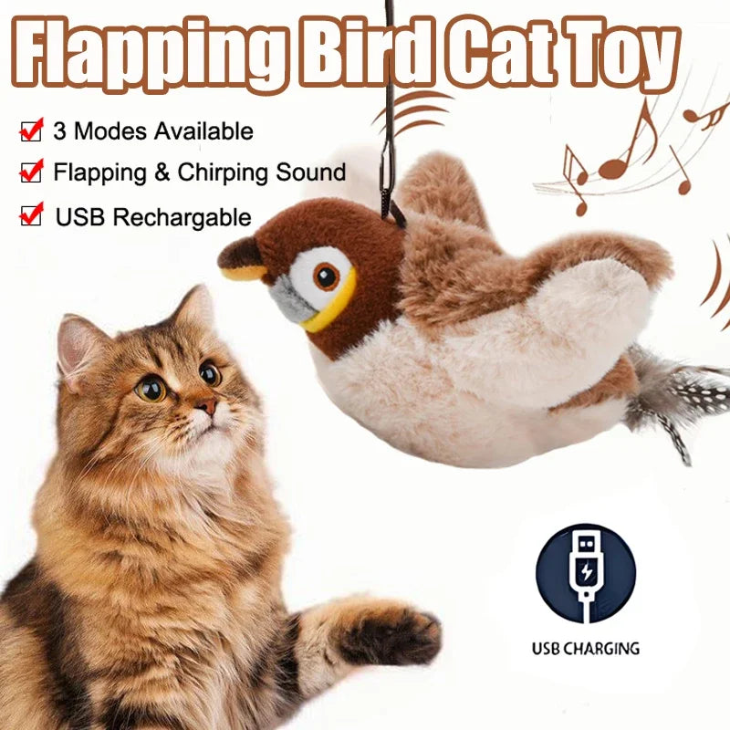 Interactive Cat Toy Flapping Bird with Catnip Rechargeable Simulation Bird Cat Toys