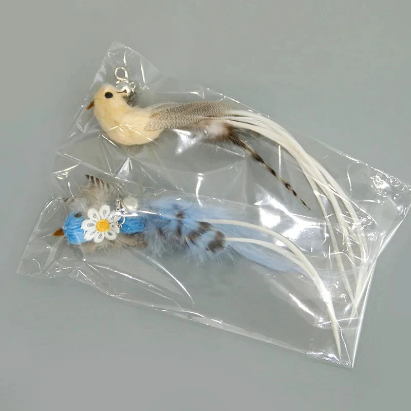 Funny Bird Feather Cat Wand With Bell Accessories Interactive Toys