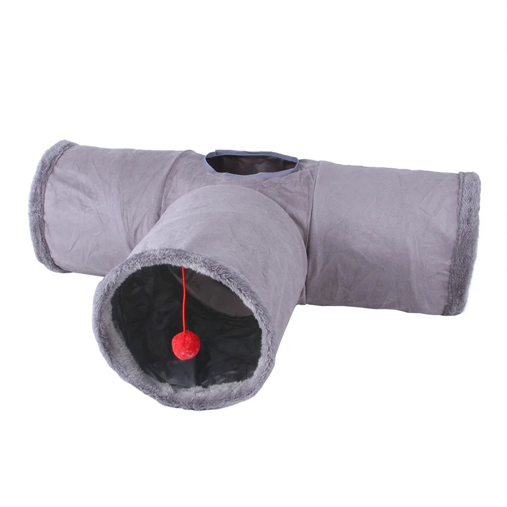 Collapsible Cat Winter Suede Tunnel