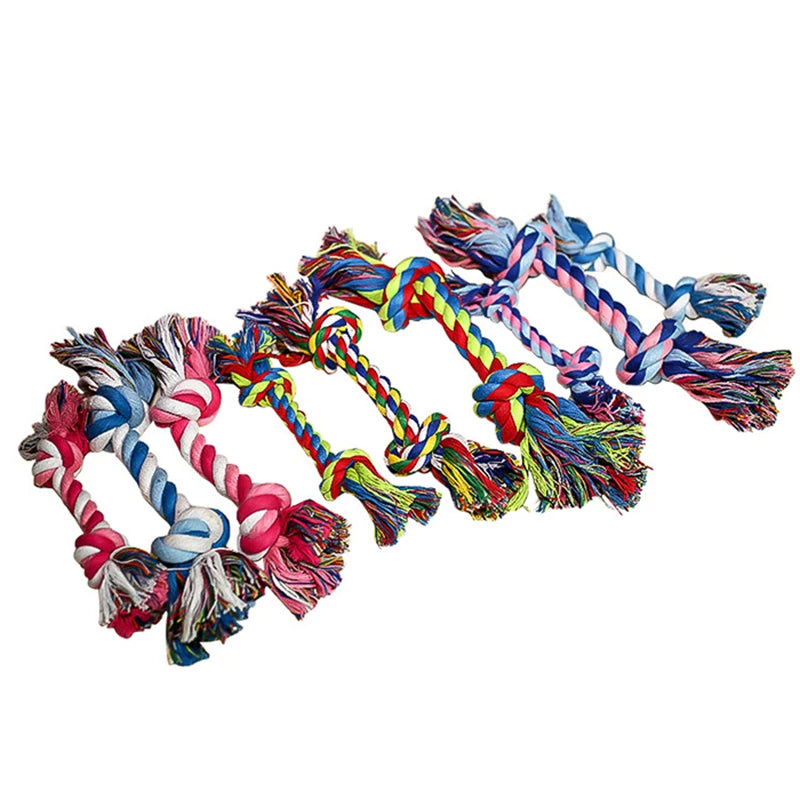 Random Color Pet Dog Toy Bite Rope Double Knot Cotton Rope Funny Cat Toy