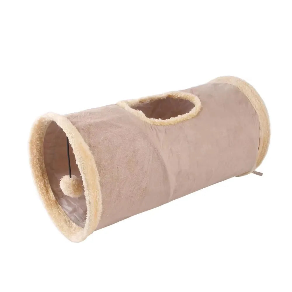 Collapsible Cat Winter Suede Tunnel