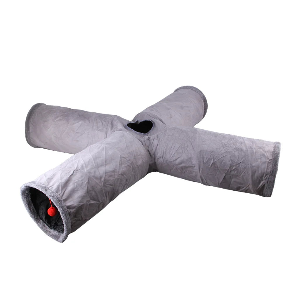Collapsible Cat Winter Suede Tunnel