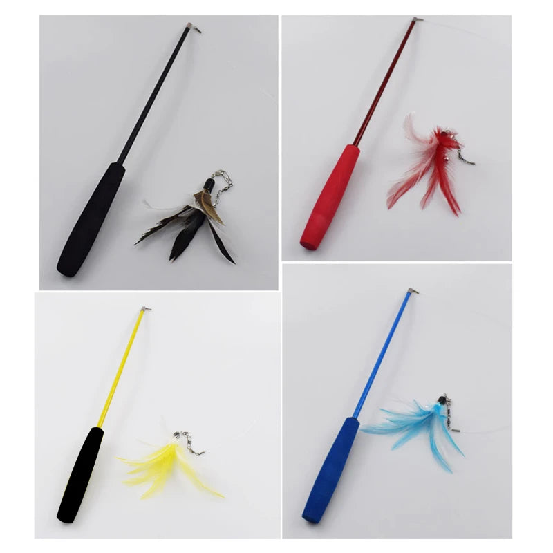 Cat Teaser Wands Three-section Telescopic Fishing Pole Wand