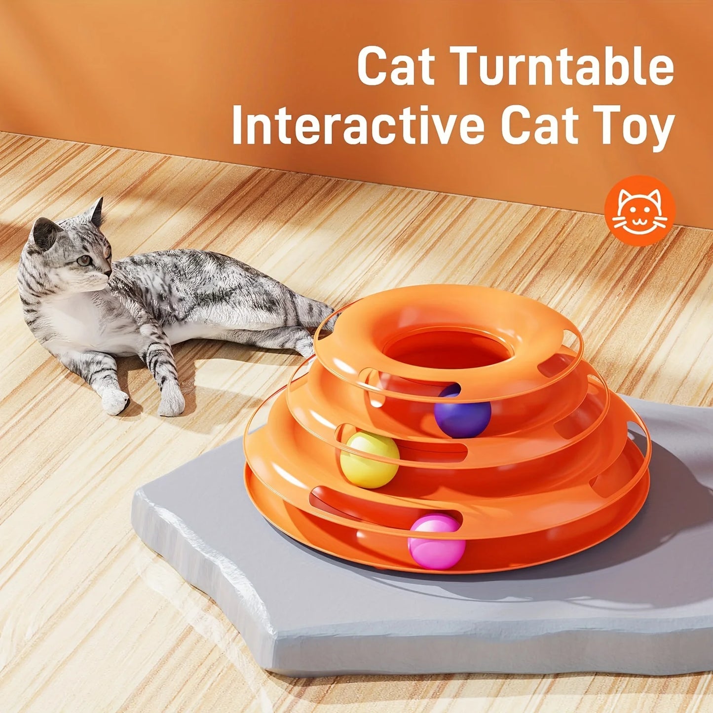 3 Layer Interactive Cat Toy Tower with Colorful Balls