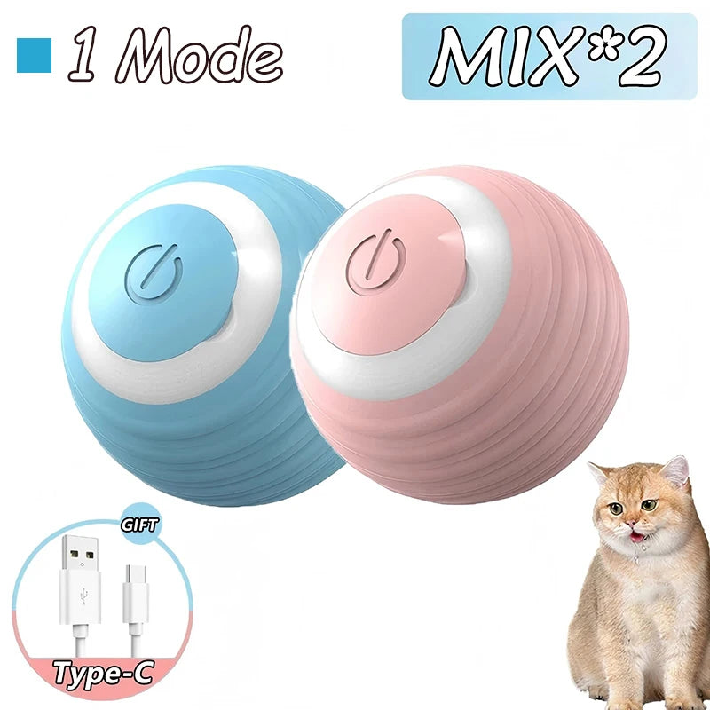 2Pcs Cat Interactive Ball Toys Automatic Rolling Ball