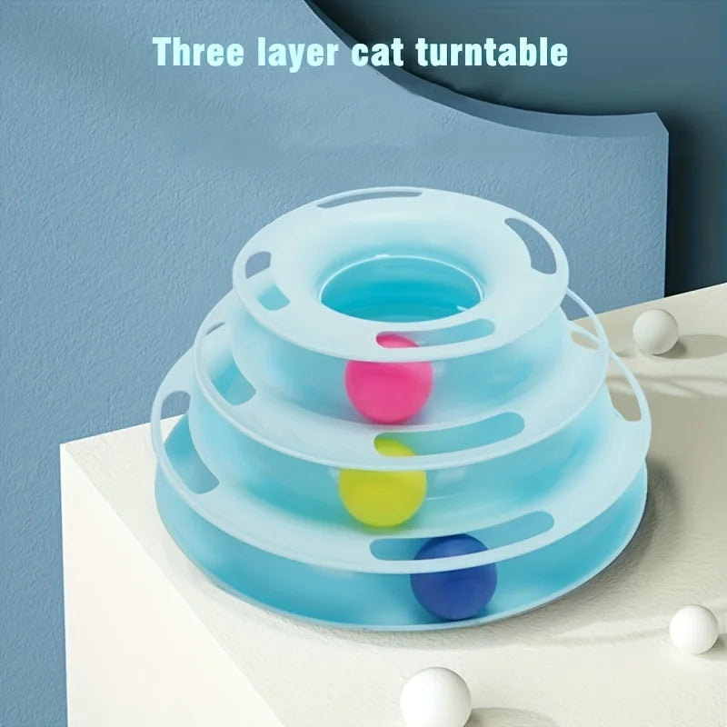 3 Layer Interactive Cat Toy Tower with Colorful Balls