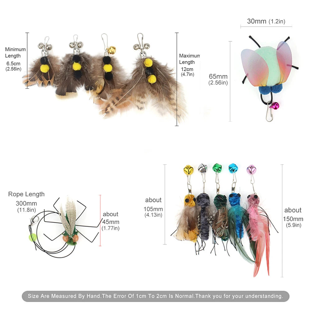 5pcs Small Replacement Head Fly Insect Cat Toy