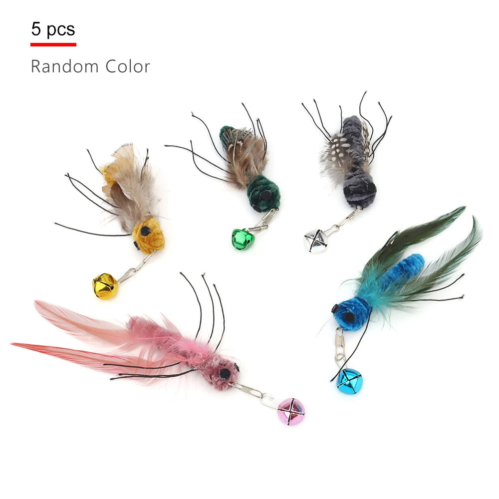 5pcs Small Replacement Head Fly Insect Cat Toy