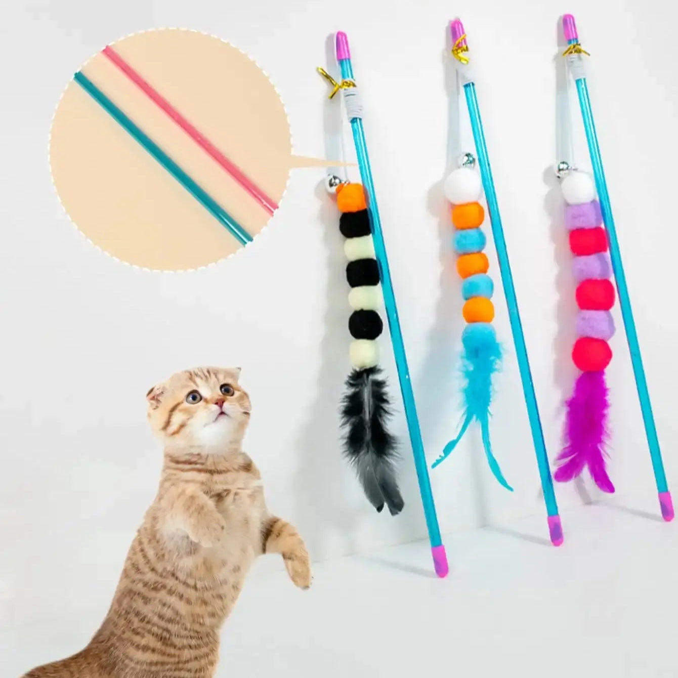 New Elastic String Imitated Furs Bug Funny Cat Stick Suitable for Cats