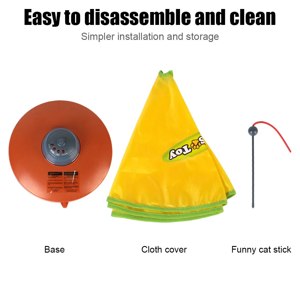 4 Speeds Motion Undercover Mouse Fabric Moving Feather Interactive Pet Toy
