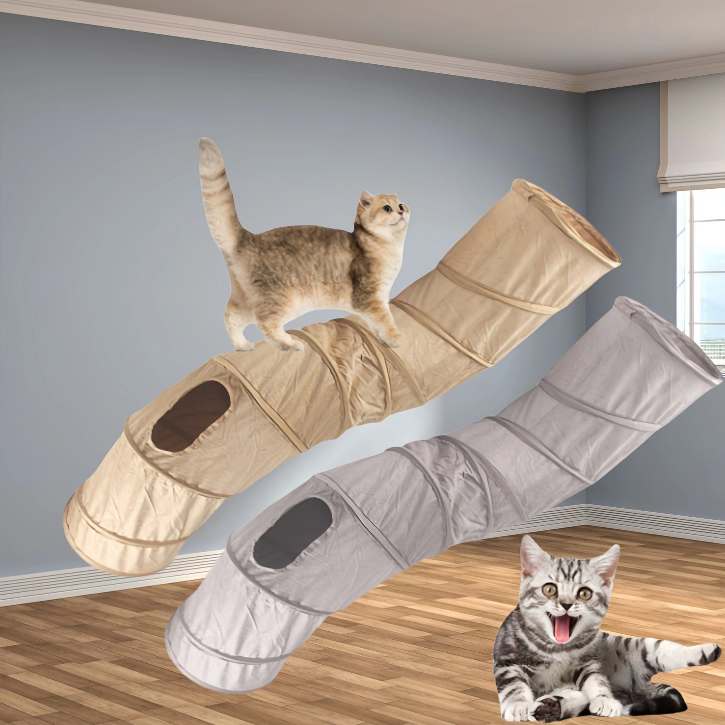 Collapsible Cat Winter Suede Tunnel