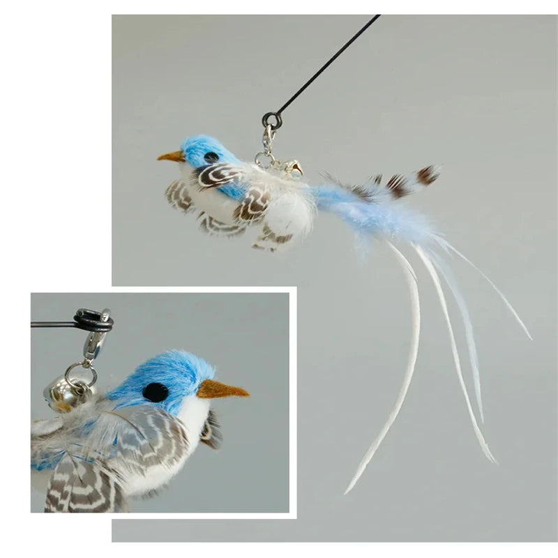 Funny Bird Feather Cat Wand With Bell Accessories Interactive Toys
