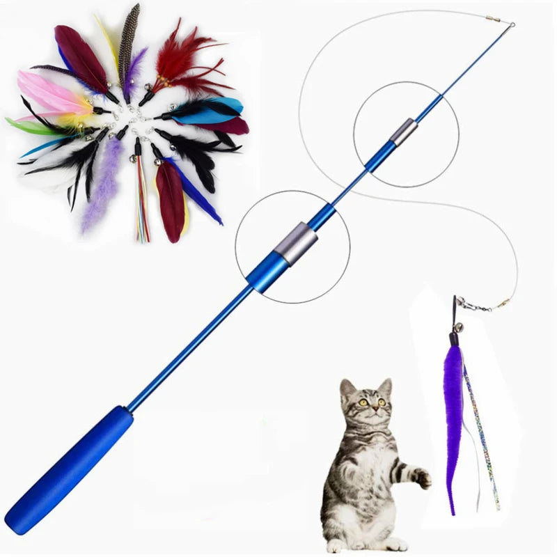 Cat Teaser Wands Three-section Telescopic Fishing Pole Wand