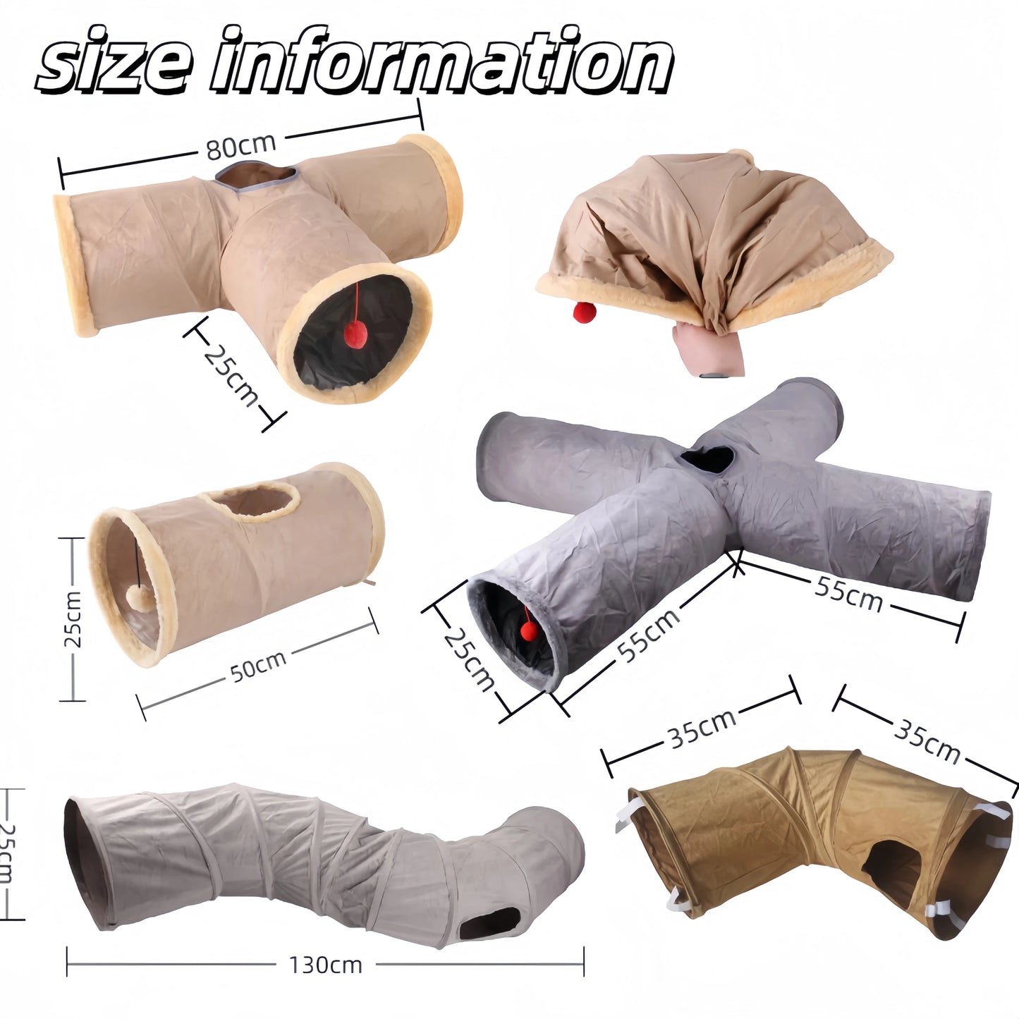 Collapsible Cat Winter Suede Tunnel