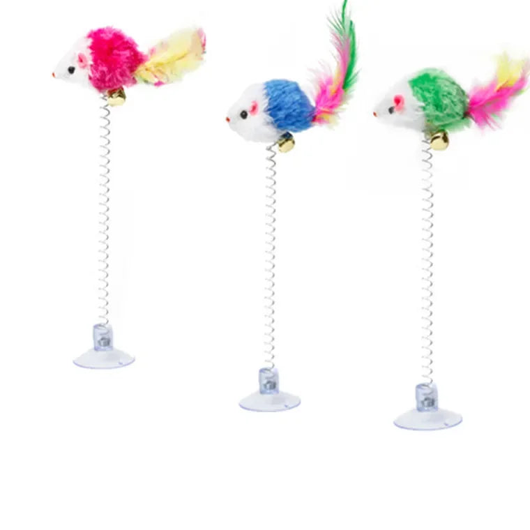 Cartoon Pet Cat Toy Stick Feather Rod Mouse Toy