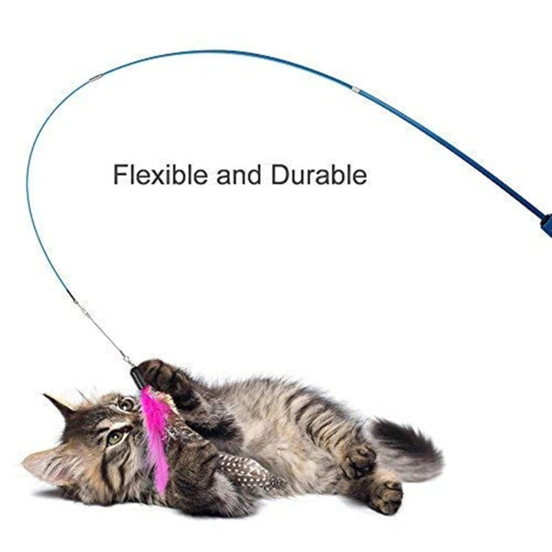 Cat Teaser Wands Three-section Telescopic Fishing Pole Wand