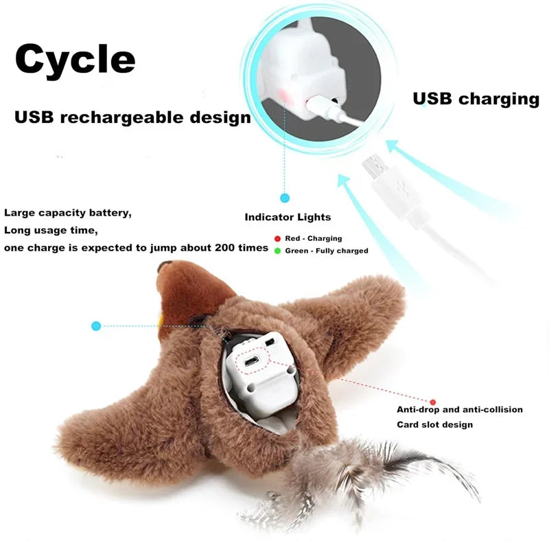 Interactive Cat Toy Flapping Bird with Catnip Rechargeable Simulation Bird Cat Toys