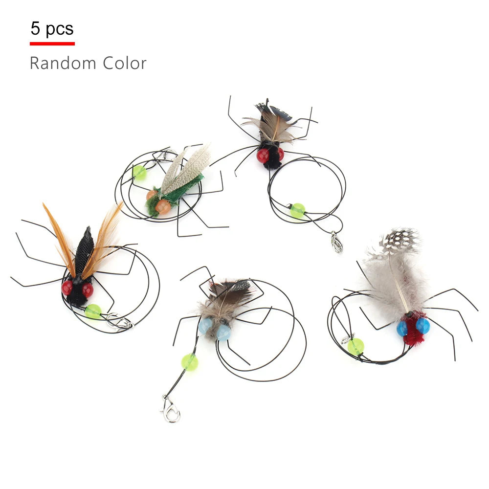 5pcs Small Replacement Head Fly Insect Cat Toy