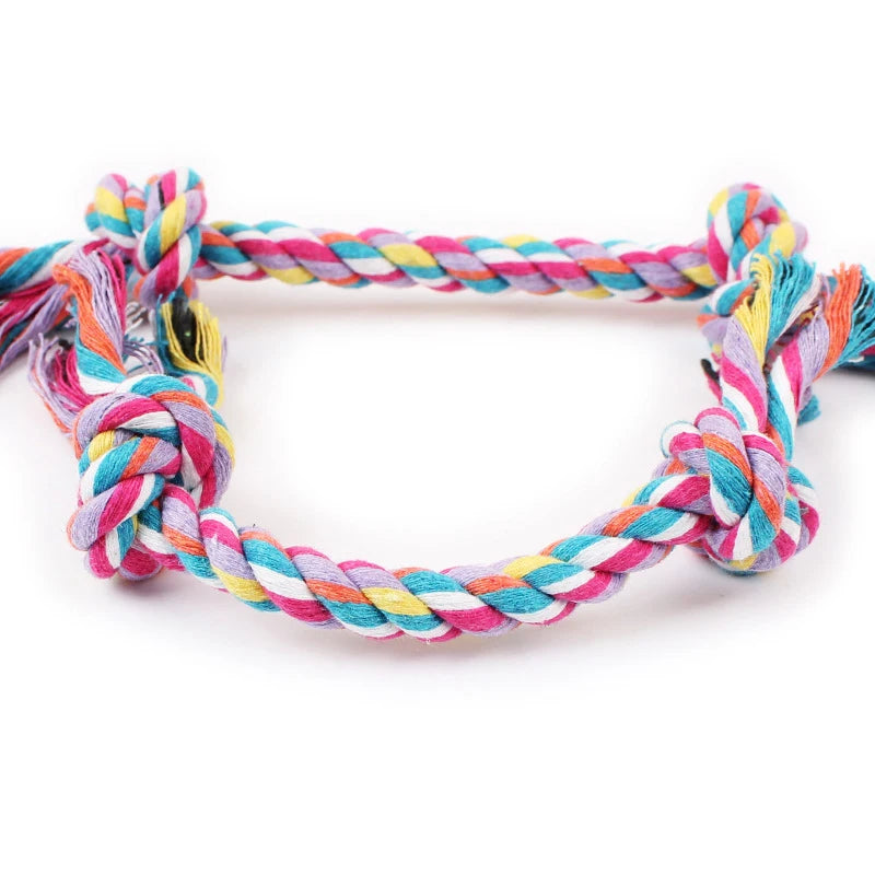 Random Color Pet Dog Toy Bite Rope Double Knot Cotton Rope Funny Cat Toy