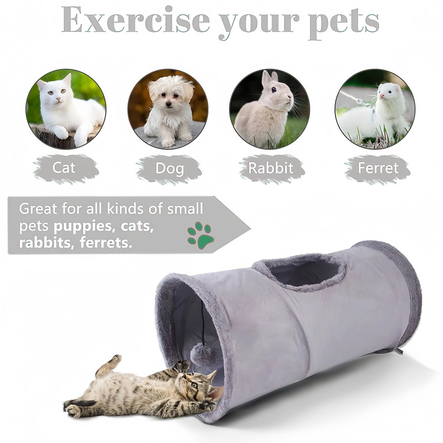 Collapsible Cat Winter Suede Tunnel