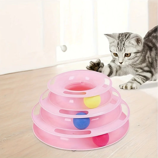 3 Layer Interactive Cat Toy Tower with Colorful Balls