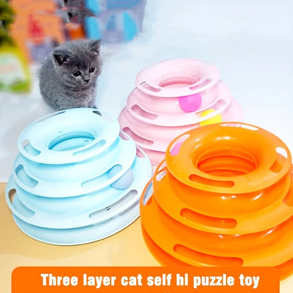 3 Layer Interactive Cat Toy Tower with Colorful Balls