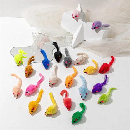 Pet Cat Toys Rabbit Fur False Mouse  Feather Rainbow Mouse Toy