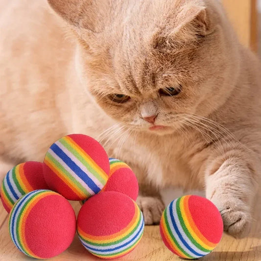 Pet Toy Balls Interactive Rainbow EVA Balls Cat Dog Training Toys