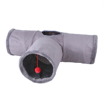 Collapsible Cat Winter Suede Tunnel