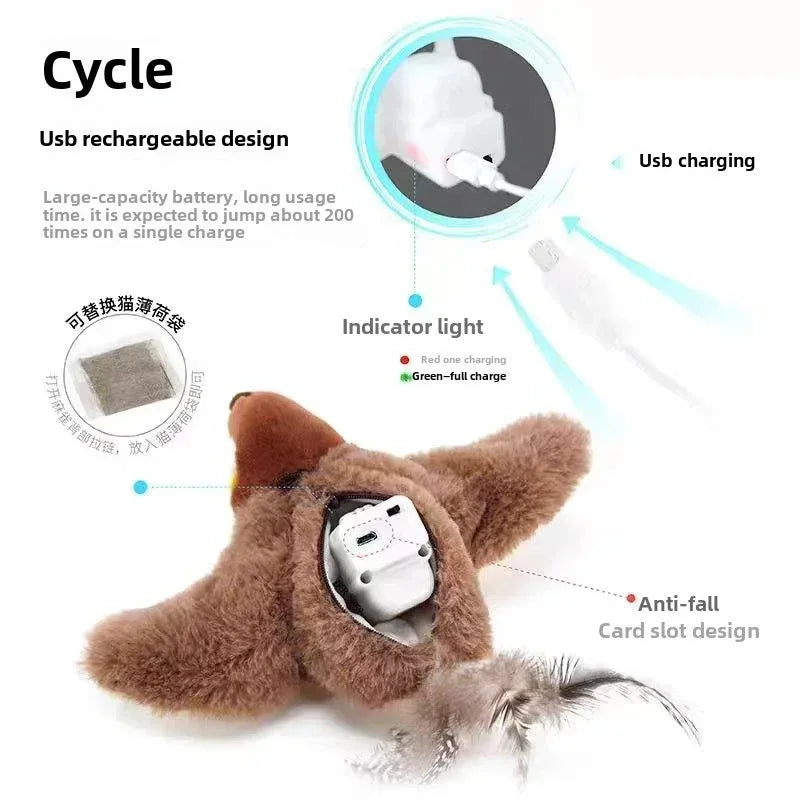 Hot Cat Interactive Toys Catnip Electric Pat Bird