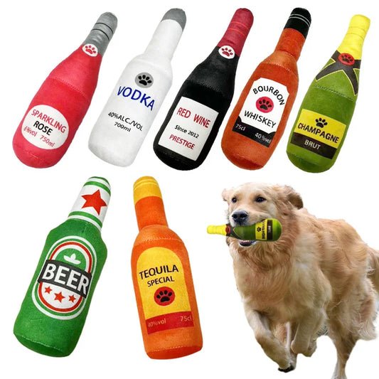 Funny Plush Dog Toys Beer Bottle Shaped