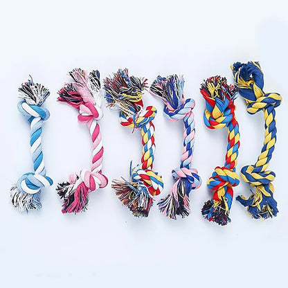 Random Color Pet Dog Toy Bite Rope Double Knot Cotton Rope Funny Cat Toy