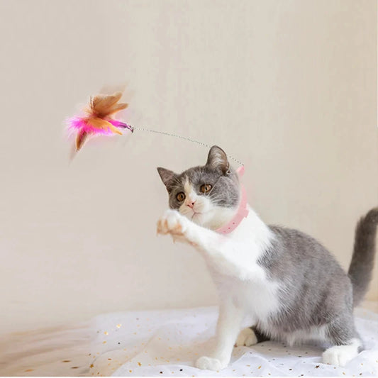 Cat interactive toys Fun feather teaser stick