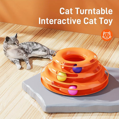 3 Layer Interactive Cat Toy Tower with Colorful Balls
