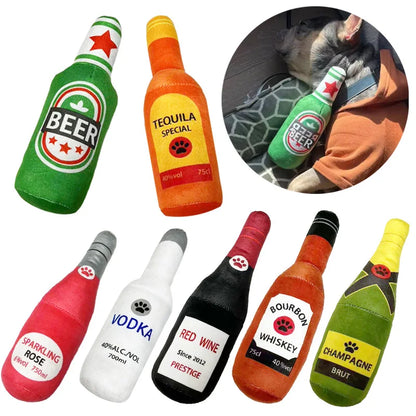 Funny Plush Dog Toys Beer Bottle Shaped