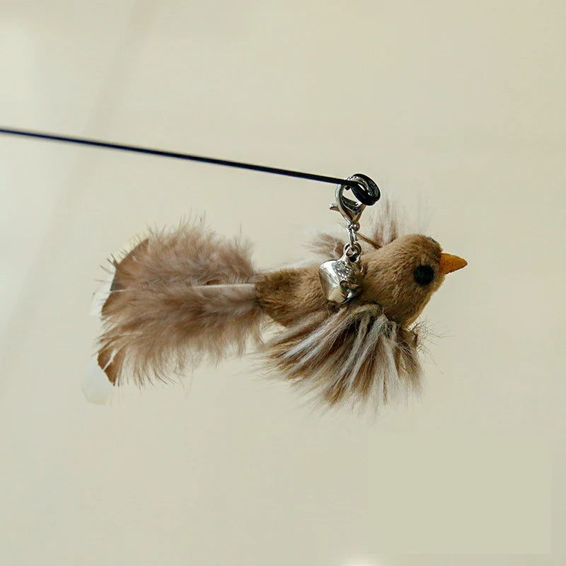 Funny Bird Feather Cat Wand With Bell Accessories Interactive Toys
