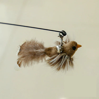 Funny Bird Feather Cat Wand With Bell Accessories Interactive Toys