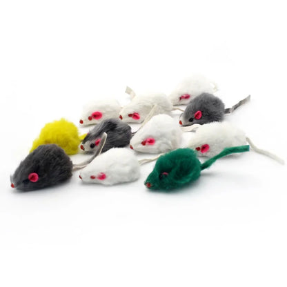 Pet Cat Toys Rabbit Fur False Mouse  Feather Rainbow Mouse Toy