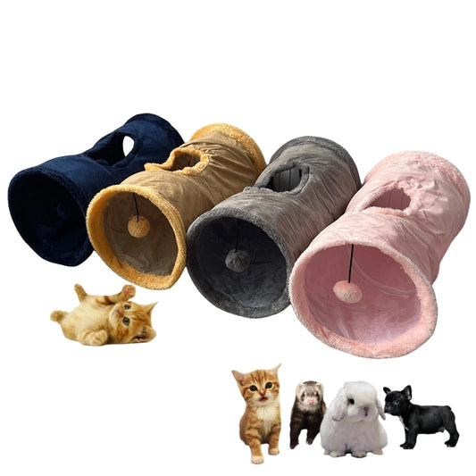 Collapsible Cat Winter Suede Tunnel
